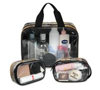Animal Leopard Flower Travel Makeup Bag for Women Men, Translucent Cosmetic Bags 3 Pcs Large Shower Wash Pouch Toiletry Cosmetic Toiletries Organizer