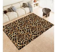 Animal Leopard Print Area Rug 80 x 150 cm - Washable Non-Slip Low Pile Soft Floor Carpet Gold for Living Room Bedroom Dining Room Kitchen Lounge Office Play Room Hall Home Decor