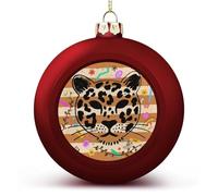 Animal Leopard Print Christmas Ornaments Balls Shatterproof Large Xmas Tree Decorations Balls Red Decorative Hanging Ball for Farmhouse Home Fireplace Decor Holiday Party Favors