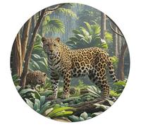 Animal Leopard Print Jungle Jigsaw Puzzle Challenging Round Animals Puzzle Wooden Jigsaw Puzzles for Adults Families 195 PCS