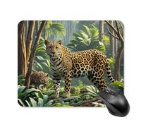 Animal Leopard Print Jungle Mouse Pad Square Laptop Mouse Mat Cute Computer Mousepad Keyboard Pad Non-Slip Desk Pads for Gaming Office Work Home 20 * 25cm