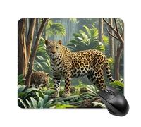 Animal Leopard Print Jungle Mouse Pad Square Laptop Mouse Mat Cute Computer Mousepad Keyboard Pad Non-Slip Desk Pads for Gaming Office Work Home 25 * 30cm
