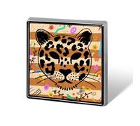 Animal Leopard Print Lapel Pin Square Metal Brooch Pin with Secure Pin Back Fashion Button Badge for Clothing, Hats, Bags Decoration
