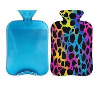 Animal Leopard Print Skin Hot Water Bottle with Cover, 2L Hot Water Bag for Pain Relief, Neck and Shoulder, Hand Feet Warmer