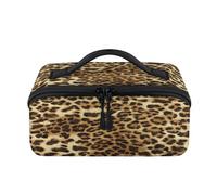 Animal Leopard Print Travel Makeup Bag Portable Leopard Texture Waterproof Pouch Open Flat Toiletry Bags Toiletries Cosmetics Traveling Organizer for Women Men