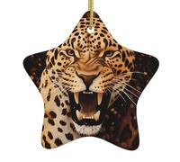 Animal Leopard_proc Christmas Ceramic Star Ornament with Hanging Cord, Double-Sided Print Hanging Decoration for Home & Tree