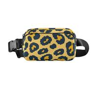 Animal leopard texture gold black cute crossbody bag anti-theft hip kidney for women men mini with adjustable strap for travel vacation running bolsa para hombre de cintura, Animal Leopard Leather