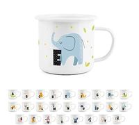 Animal Letter E Mug -White Initial Personalised Alphabet Novelty Durable Hot Drinks Outdoor Cup for Travel Picnics Home Hiking