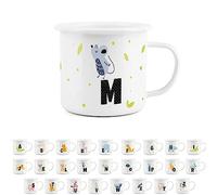 Animal Letter M Mug -White Initial Personalised Alphabet Novelty Durable Hot Drinks Outdoor Cup for Travel Picnics Home Hiking