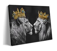 Animal Lion Canvas Wall Art Black And White Lion King And Queen Modern Painting Artwork Decorative Print Hanging Paintings Poster for Home Living Room Bedroom Office 12x18inch(30x45cm)