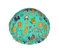 Animal Lion Monkey Bear Giraffe Shower Caps For Women,Waterproof Reusable Shower Hair Caps Bath Caps Turban Shower Cap For Girls