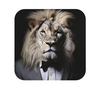Animal Lion White Black in Suits Coasters Set of 4 Leather Coasters for Drinks Absorbent Car Coasters Heat Resistant Drink Coasters for Tabletop Protection Cup Mat for Home Decor Square