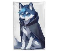 Animal Little Wolf Blue And White Cute Tapestrys Tapestries Dining Wall Backdrop Decorations For College Party Cafe,100x150cm