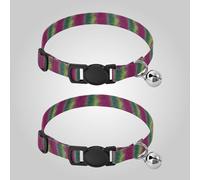 Animal Lizard Fur Print Green Pink Puppy Dog Collar Adjustable Female Dog Collars 2 Pcs