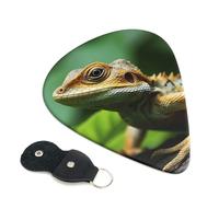 Animal Lizard Guitar Picks 6 Pcs, 0.96mm Thickness Celluloid Plectrum with Leather Picks Holder, Personalized Guitar Pick for Bass Electric Acoustic Guitars Lovers Gift