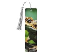 Animal Lizard Wooden Bookmarks 5 Pcs,Handmade Double-Sided Printed Book Marks Page Markers with Gray Tassels Book Accessories Gift for Book Lovers Women Men