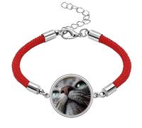 Animal Looking Up Cat Photograph Lucky Red String Bracelet Rope Bracelet Handmade