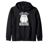 Animal Lover Funny This Is My Human Costume Hedgehog Zip Hoodie
