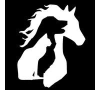 Animal Lover - Horse Dog Cat Outline - Vinyl - 5" Tall (Color: White) Decal Laptop Tablet Skateboard car Windows Stickers