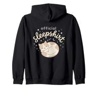 Animal Lovers Official Sleepshirt Cute Sleeping Cat Pajama Zip Hoodie