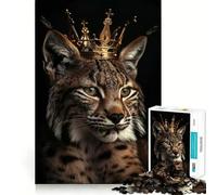 Animal Lynx King Adult Jigsaw Puzzles1000 Pieces Brain Game Gift High Precision Die Cut Relaxing Indoor Group Activity (50x75cm)