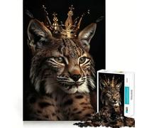 Animal Lynx King Jigsaw Puzzles1000 Pieces Recall Skill Fun Professional Grade Cutting Thoughtful Gift for Mind Activity (38x26cm)