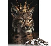 Animal Lynx King Puzzle for Adults And Teenagers 500 Pieces Wood Puzzle Jigsaws for Adults Family Activity Jigsaw Puzzles 500pcs (52x38cm)