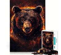 Animal Majestic Bear 1000 Adult Pieces Jigsaw Puzzle Mind Challenge Toy Neat Cut Perfect Alignment Family Fun Night Activity (50x75cm)
