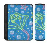 Animal Manta Ray Fluorescent Green Blue carseat Shoulder Strap Pads,Stop seat Belt Cutting into Neck,Seatbelt Cushion for SUV Backpack Van Protector para cinturón de carro 2 pcs