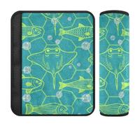 Animal Manta Ray Fluorescent Green Blue Fish seat Belt Strap,Release Stress to Your Neck and Shoulders,car Trip Essentials for Truck Auto Most Cars Protector para cinturón de carro 2