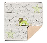 Animal Manta Ray Fluorescent Green Lion Large Stylish Baby Gym & Activity Mat for Floor Non-Toxic Kicking Mat for Baby Kids Toddlers Infants, 50'' x 50''