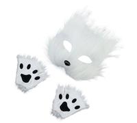 Animal Mask Furry Foxes Wolf Animal Cosplay Costume Cats Therians and Paws Gloves Halloween Carnival Party Therian Mask Tail Paw Gloves Set, E, One Size