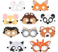 Animal Masks, 10 Pieces Kids Forest Friends Animals Cartoon with Elastic Rope Children's Felt Mask Animal Theme Classroom Activities and Jungle Adventure Role Play
