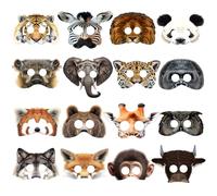 Animal Masks Kids Set Safari Jungle Animals Mask 16 Pieces Cardboard Size 12-24 cm for Birthday Classroom Theme Party Fun