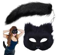 Animal Masquerade and Tail Set - Outfits Allowing Women Furry Animals Cosplay Outfit | Themed Events Making Gear Stuff Masks | Plush White Themeds Decorative for Festive Social Event