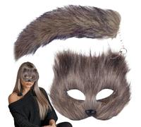 Animal Masquerade and Tail Set - Outfits Allowing Women Furry Animals Cosplay Outfit | Themed Events Making Gear Stuff Masks | Plush White Themeds Decorative for Festive Social Event