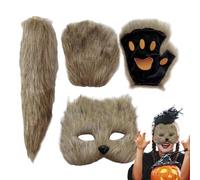 Animal Masquerade Mask, Animal Masquerade Face Cover | Dress up with Tail and Gloves - Halloween Mask for Carnival Masquerade Stage Performance
