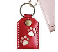 Animal Memorial Pendant Bag - Holds Precious Clippings Securely, Classic White Brown Or Red Style, 7x4.8cm Compact Size + Hoop Ring, Artificial Leather Holder - for Cat Lovers