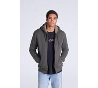 Animal Men's 'Samuel' Full Zip Lightweight Sherpa Lined Cotton Relaxed Fit Hoodie in Dark Grey | Size: XS Animal Dark Grey XS