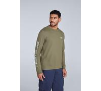 Animal Men's 'Tommy' Long Sleeve Graphic Cotton T-Shirt in Khaki | Size: XS Animal Khaki XS