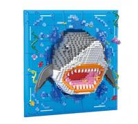 Animal Micro Mini Building Blocks Shark Set, 2364 PCS 3D Marine Life Fish Wall Art Framed Bricks Kit, Home Desktop & Wall Mountable Decor, Gift for Adults Teenager