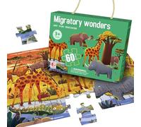 Animal Migration Floor Puzzle for Kids Ages 3-8 - 60-Piece Jumbo Jigsaw | Montessori Safari Toy | Educational Gift for Boys & Girls | Jumbo Puzzle for Toddlers 3-5 (Migratory Wonders)