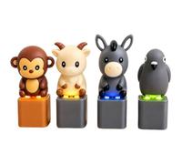 Animal Mine Sound Button Keychain, Squeaking Goat Keyboard Fidget Toys, Funny Fidget Clicker Keyring with Real Sound & LED Light (4Pcs -mix)
