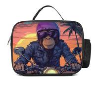 Animal Monkey Gorilla Riding Motorcycle Lunch Bag Insulated Lunch-Box Large Capacity Cooler Tote Bags for Men Women Picnic