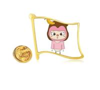 Animal Monkey Nature Naughty UU Golden Metal Flag Lapel Pin Badge