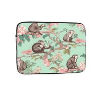 Animal Monkeys Floral Shockproof Laptop Sleeve 15 Inch, Oxford Fabric Case With Foam Padding, Lightweight Protective Cover For Pad Notebook, Business School Travel Use