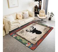 Animal Moose Area Rugs 3D Printed Large Carpet Living Room Bedroom Decor Mat Home Non-Slip Floor Polyester Rug 140 X 200 Cm - Polyester Soft Touch Easy Clean, Stain Resistant /1066730142320