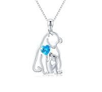 Animal Mother Child Necklace 925 Sterling Silver Cute Bear, Hippo, Fox, Giraffe, Rabbit, Raccoon, Mum, Children, Mum Jewellery for Mother's Day Gift, Thanksgiving, 21*15 mm, Sterling Silver, Cubic