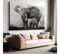 Animal mother elephant baby Canvas Wall Art, Waterproof Frameless Canvas Wall Art Prints, 59 x 39 Inch (150 x 100 cm) High-end Pictures for Bedroom Living Room Dormitory Kids Room Wall Decor Painting