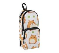 Animal Mouse Clover Pattern Pencil Case, Big Capacity Pen Bag with Compartment Students Schoolbag Shape Stationery Organizer Pencil Pouch Marker Case for School Office Work